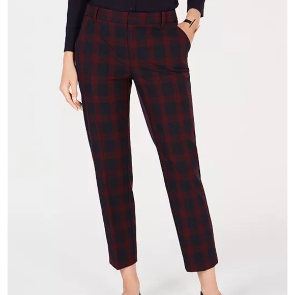 Charter Club Plus slim leg red and navy plaid pant, NWT, 14W - Picture 1 of 8